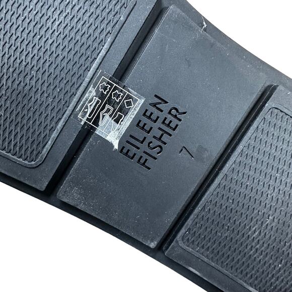 Eileen Fisher NWOB Dash Wedge Slip On Slingback Sandal Black Size 7 Open Toe - Picture 9 of 9